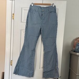 Wide flare Navy Striped Jeans